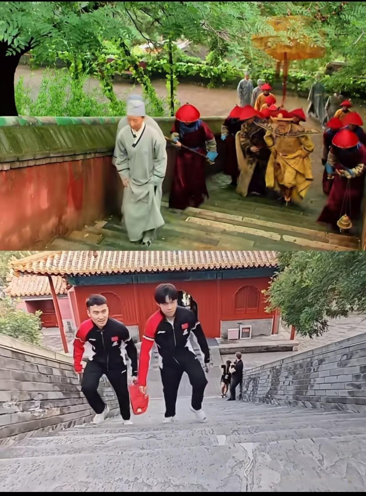 真是让人要笑死了，这画面怎么跟甄嬛传还搭上了？甄嬛传是在戒台寺拍的这次北京大满贯