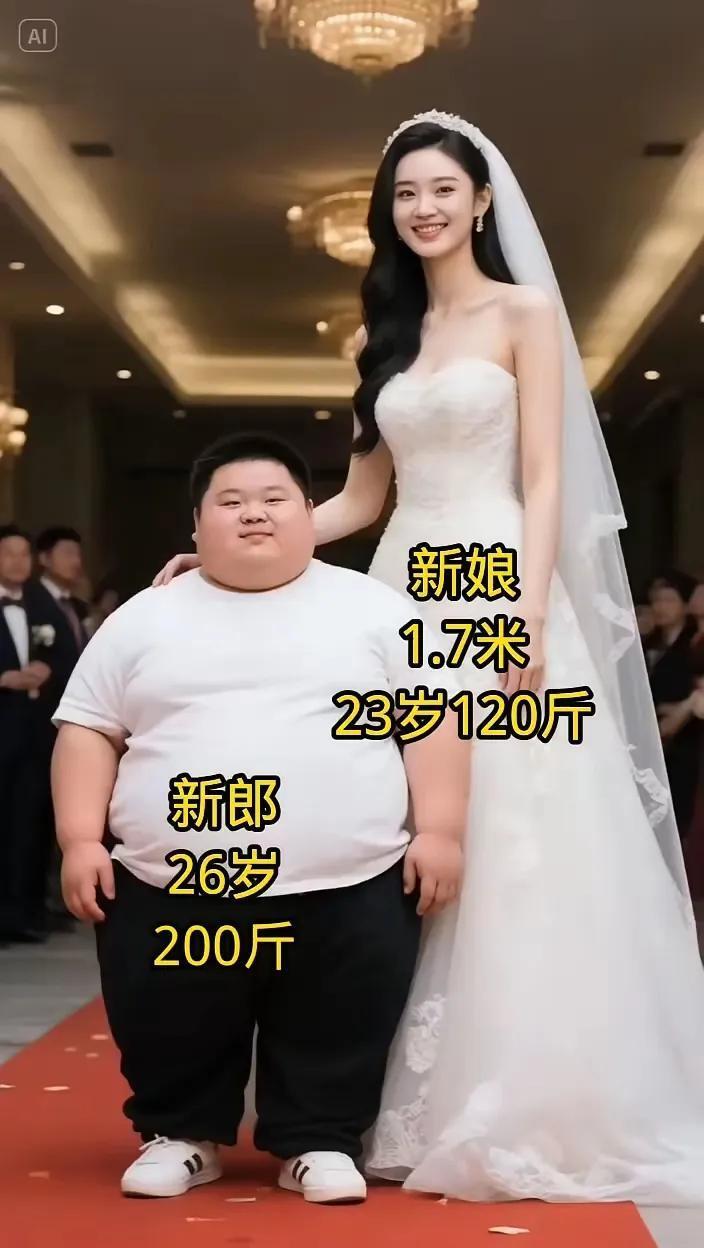 高矮不是问题，胖瘦不距离，只要有钱，高矮要结婚。