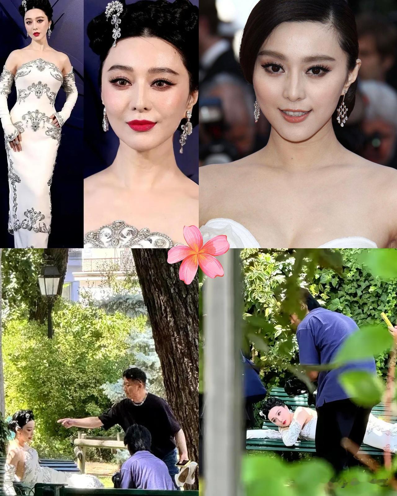 曾经靠美貌惊艳众人的时尚女王，这次在巴黎圣母院旁边的小公园里，却因为一身老气的新