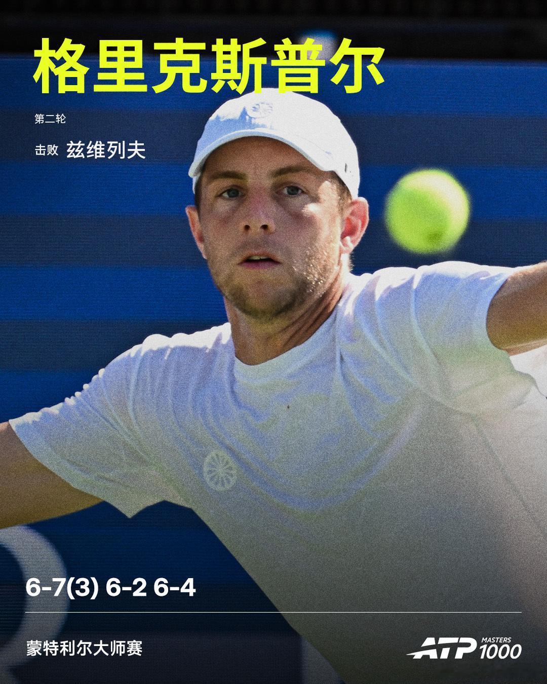格里克斯普尔挑落头号种子💣ATP1000蒙特利尔大师赛男单第二轮，格里克斯普