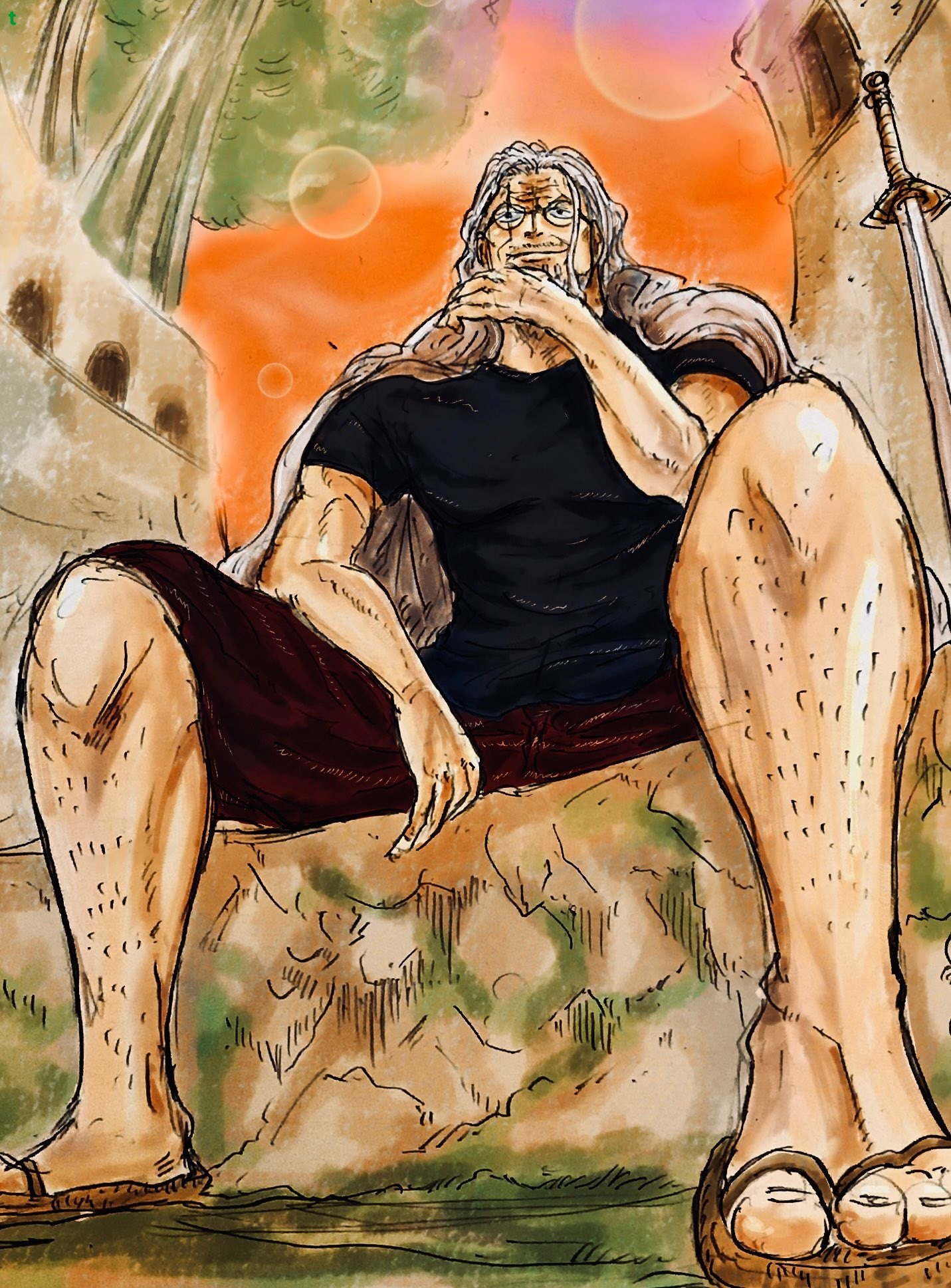 （已授权）推特画师あま新画作：雷利。出处url：XgInrw海贼王航海王雷利​