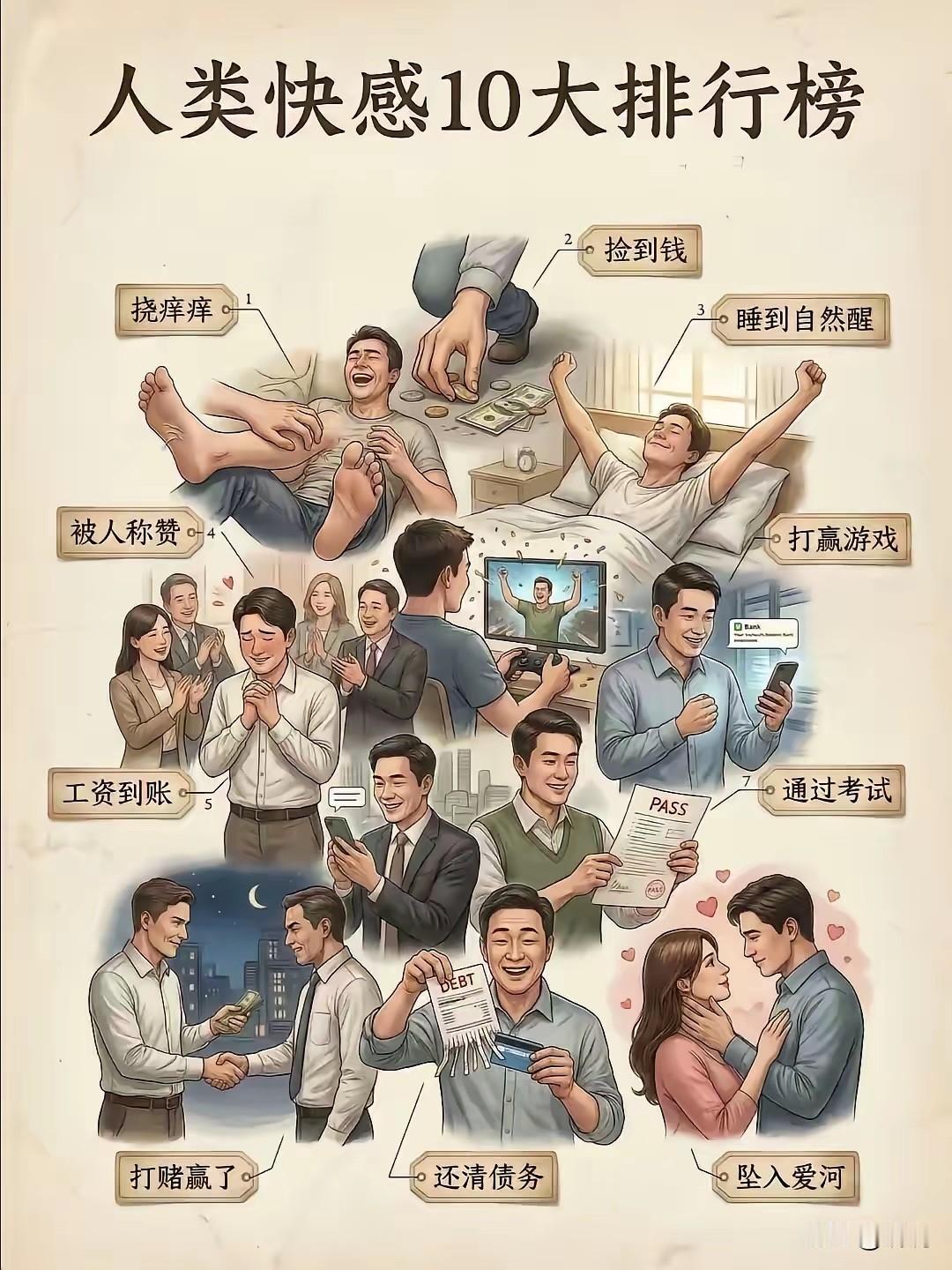 人类十大快感排行榜，你觉得谁排名第一