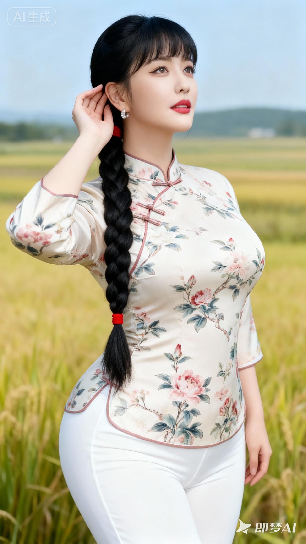 古风少女，花海中的优雅之美