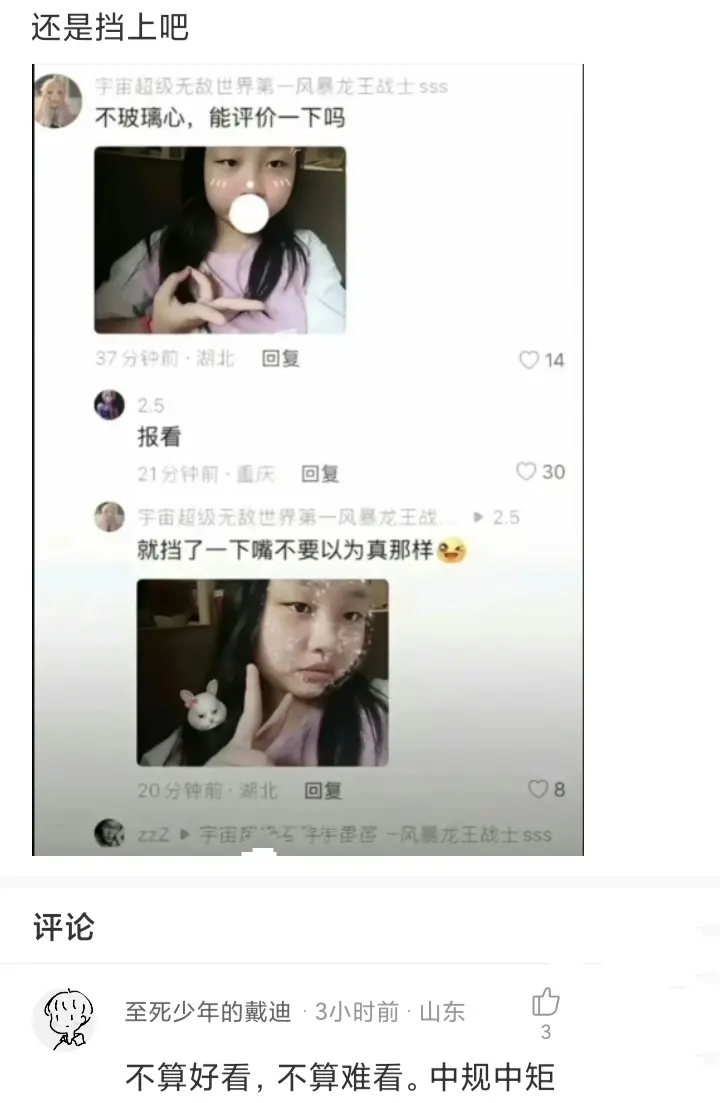 还是挡上吧，不算好看也不算难看