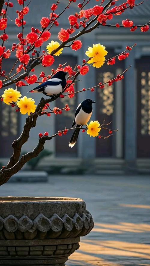 上联：推窗又见桃花雨，诚邀下联关门耳闻喜鹊鸣