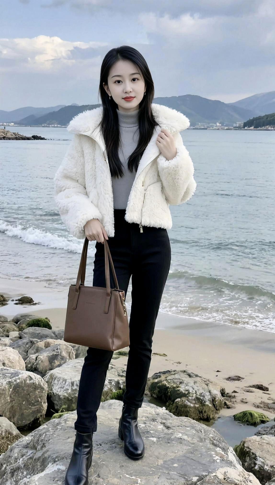 海滨生活照颜值在线甜美女孩高级感穿搭气质女神