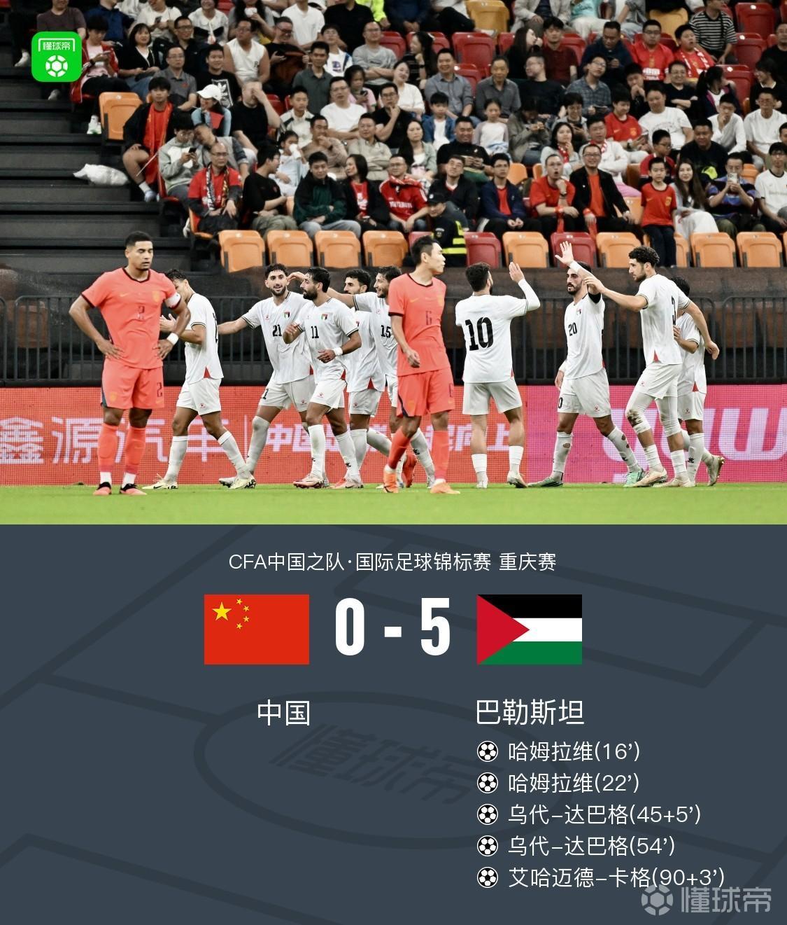 还要怎么输：太惨案了吧！国足0-5巴勒斯坦，陶强龙失单刀，颜骏凌扑救失误。