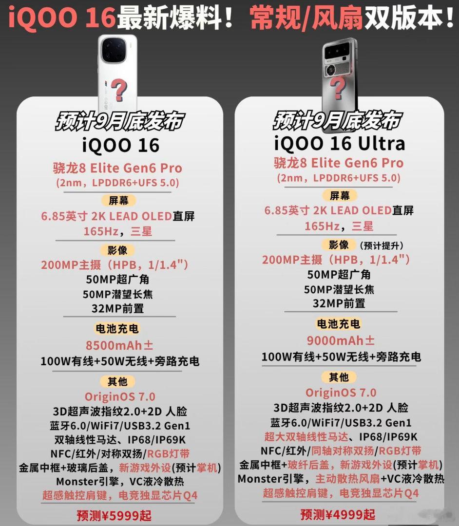 iQOO16系列双版本爆料！这配置杀疯了🔥好家伙，iQOO16和16Ul