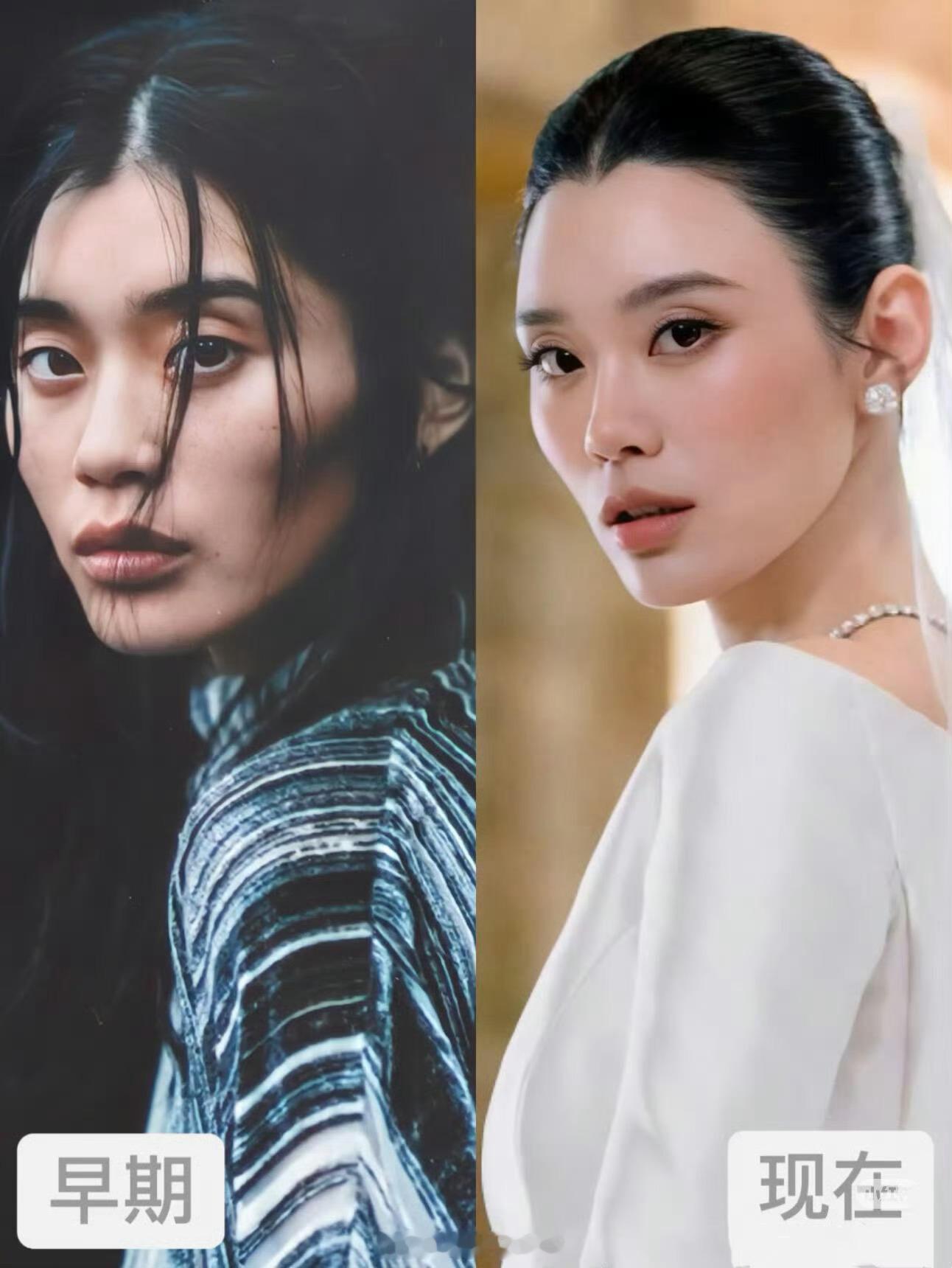奚梦瑶如今的状态和从前简直判若两人。整个人气质愈发舒展柔和，五官精致度也越发凸显