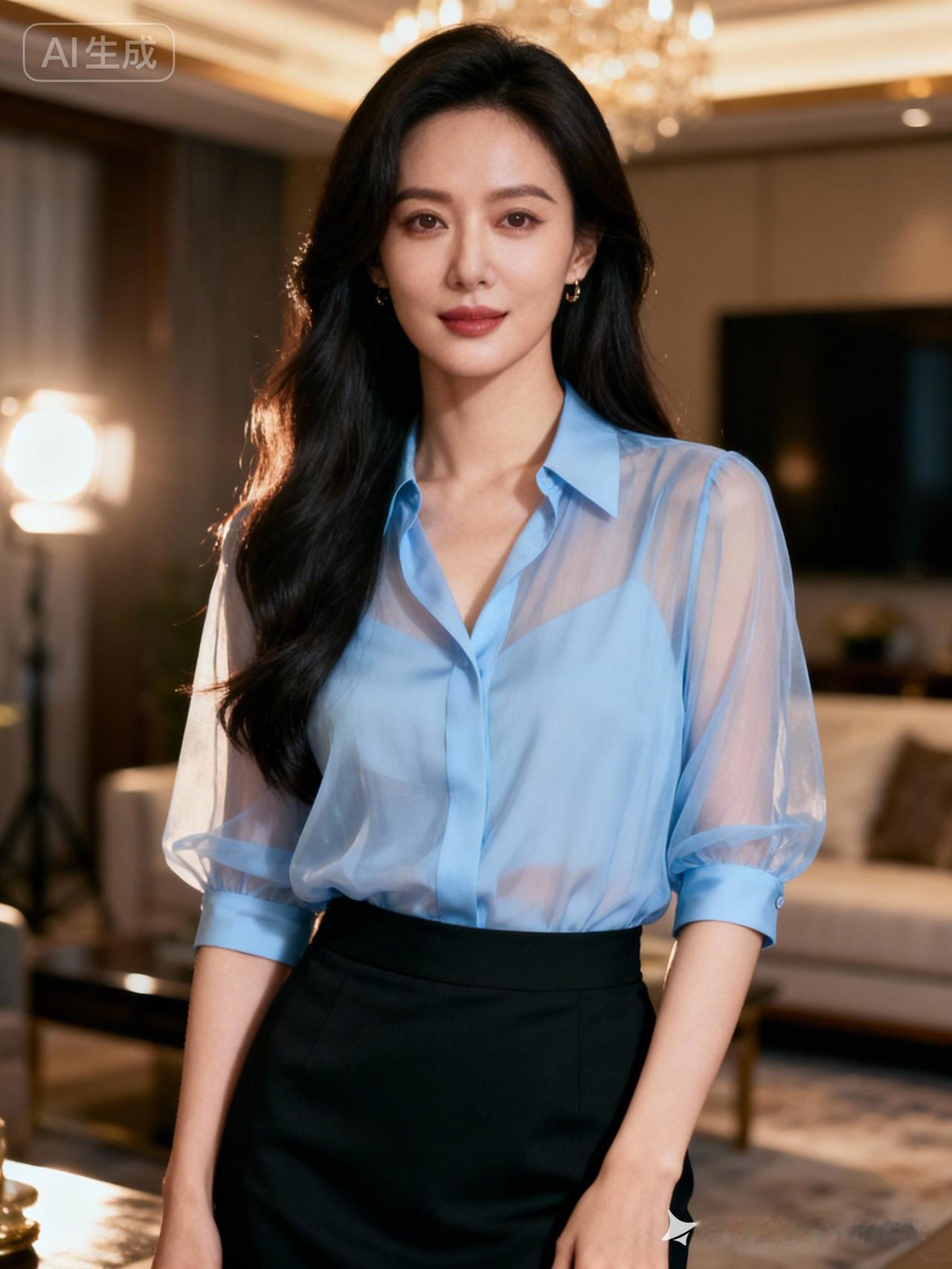 优雅蓝衬衫，职场女性魅力满满！