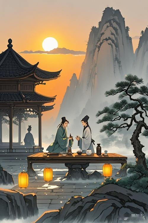 上联：浊酒凭窗寻月影，下联：闲书卧榻望天宫，下联：清茶坐石听泉声。