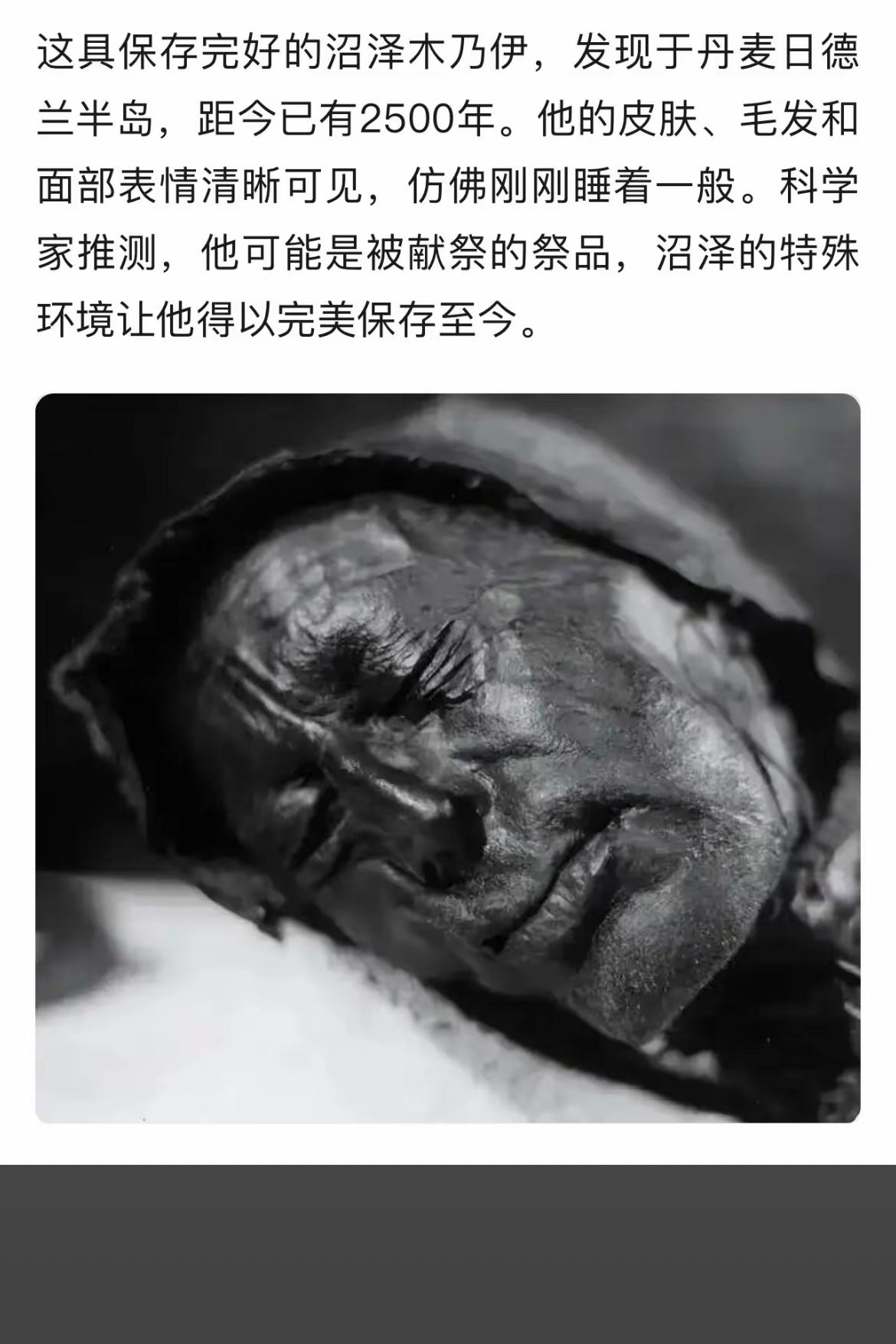 一个保存完好的木乃伊，看起来像睡着了。