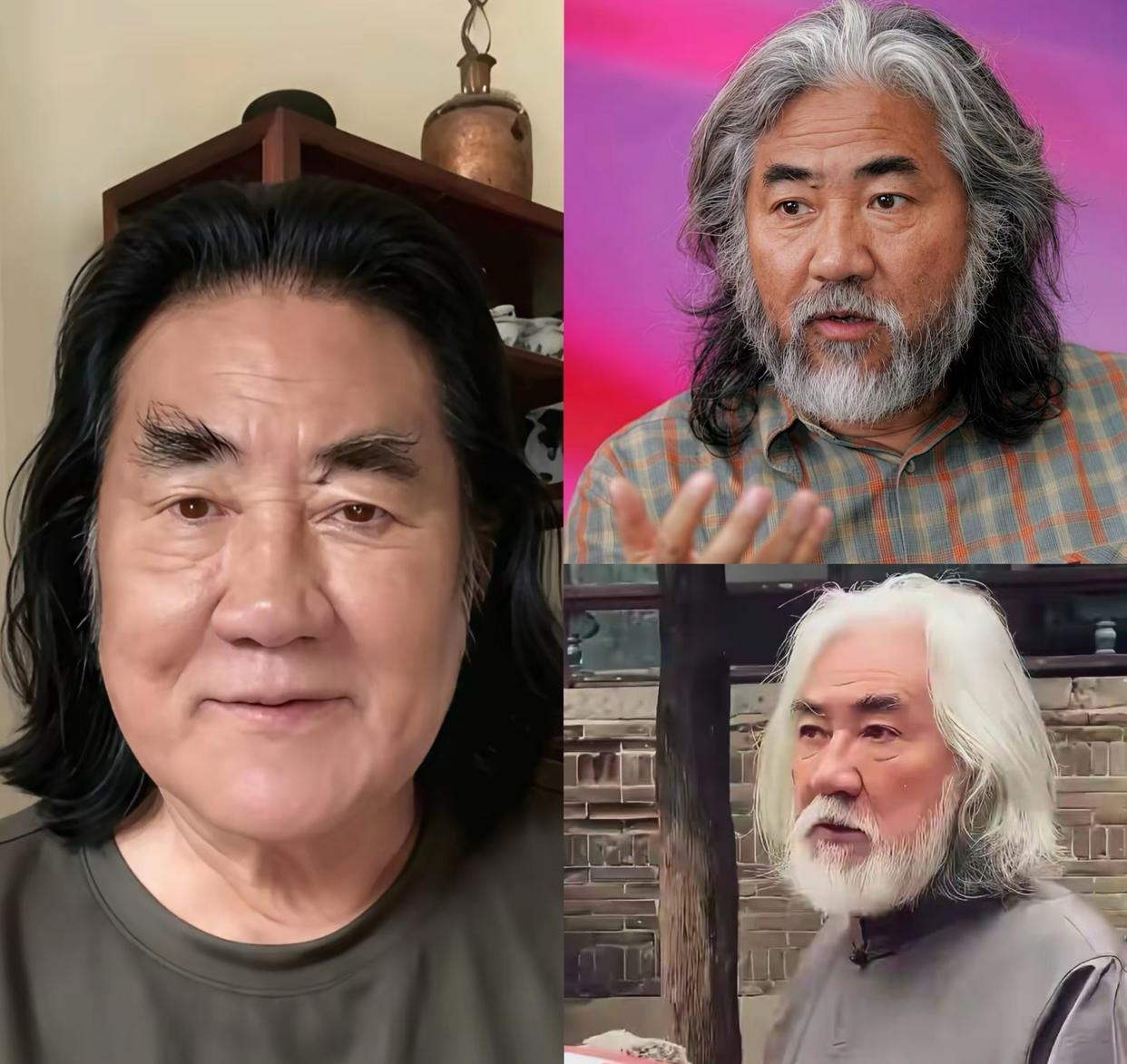 你还别说，张纪中如果剃掉蓄了多年的大胡子，把白头发染黑，好像真年轻不少，与娇妻更