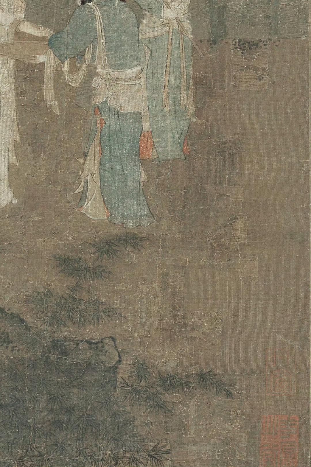 《盥手观花图》是南宋时期的一幅佚名绢本设色画，现藏于天津博物馆，尺寸为30.3×