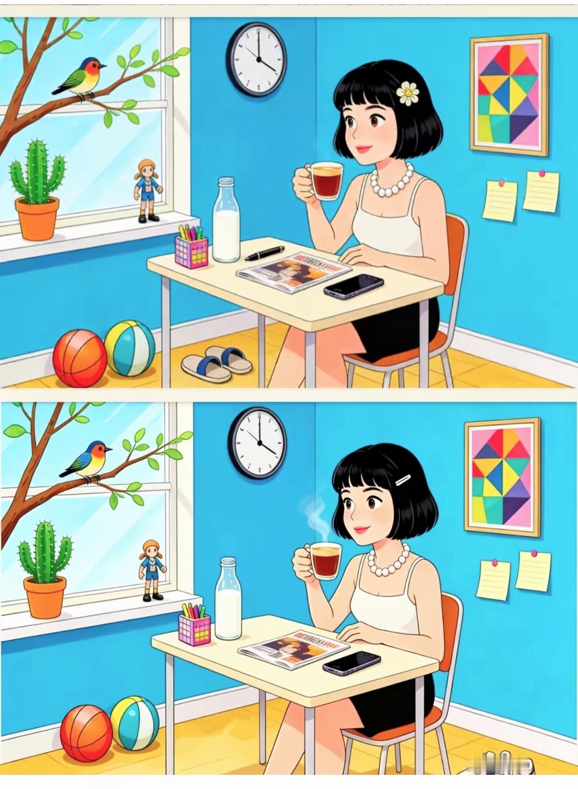 看着画面几乎一模一样！一共有六处差异，你能全部挖掘出来吗专注力测试趣味找茬