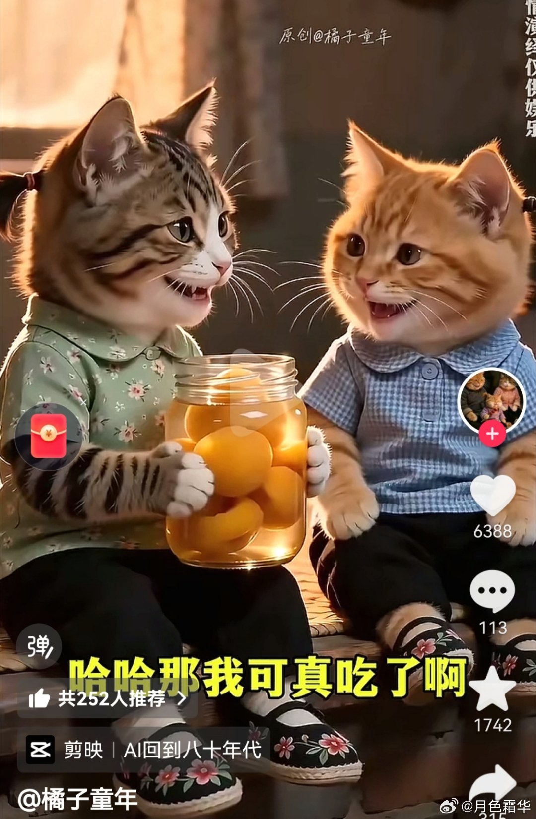 真的好喜欢这个橘子童年的这个猫咪的，真的治愈，就是两个小姑娘，和他们的家人互相帮