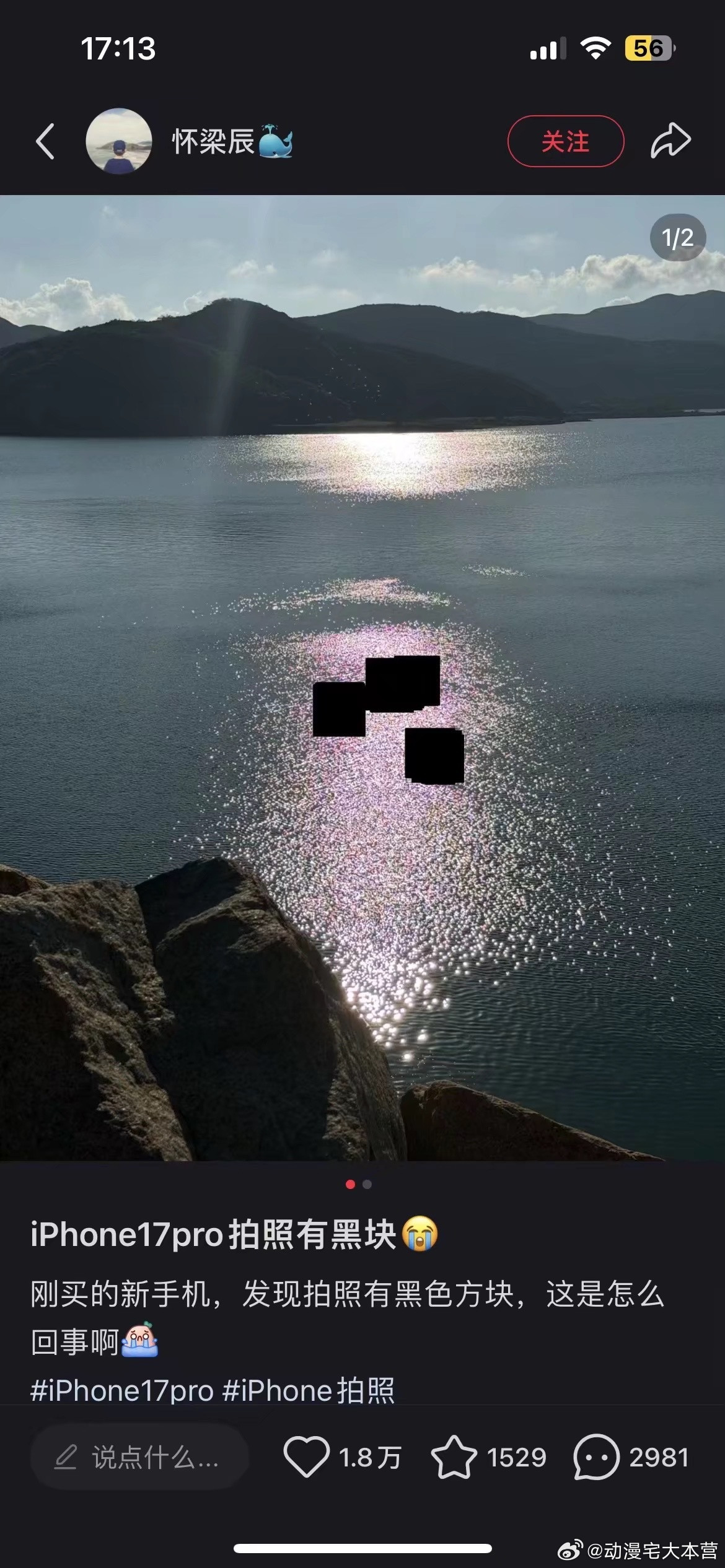 这个bug还挺有意思，就像手机检测到不可名状的东西后防止人类看到陷入疯狂而打上黑