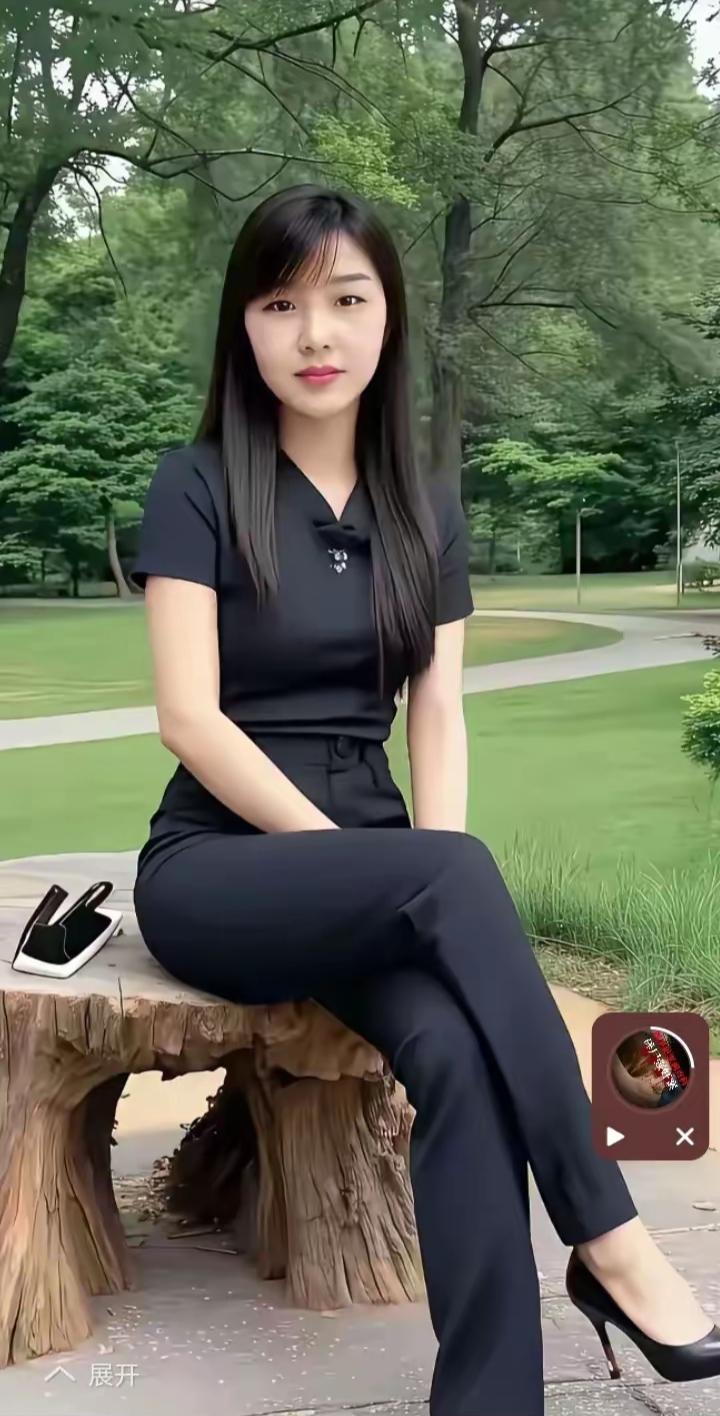 黑衣美人坐，绿树掩映间。