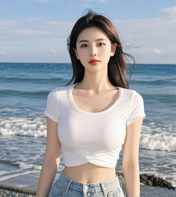 阳光海浪与她，构成了完美的夏天