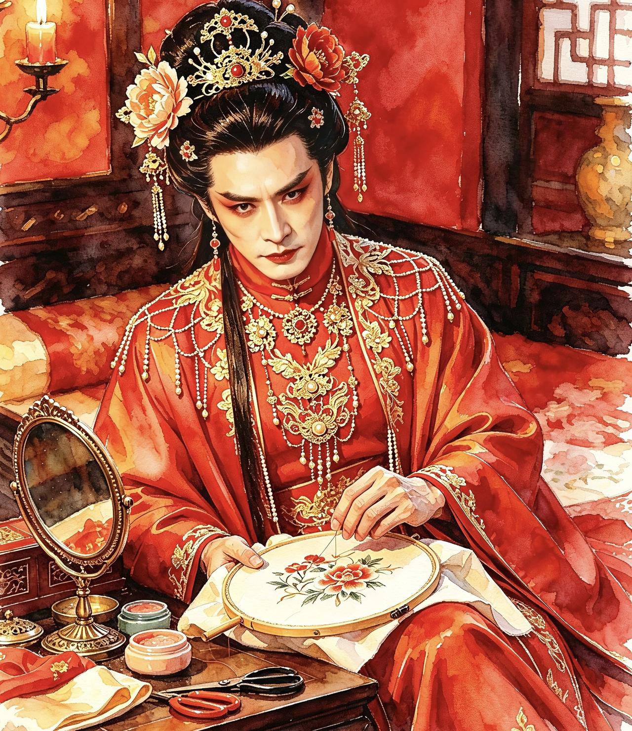 笑傲江湖原著小说中的东方不败就是一个五十岁的老男人，刮掉胡子涂脂抹粉，身穿鲜艳粉