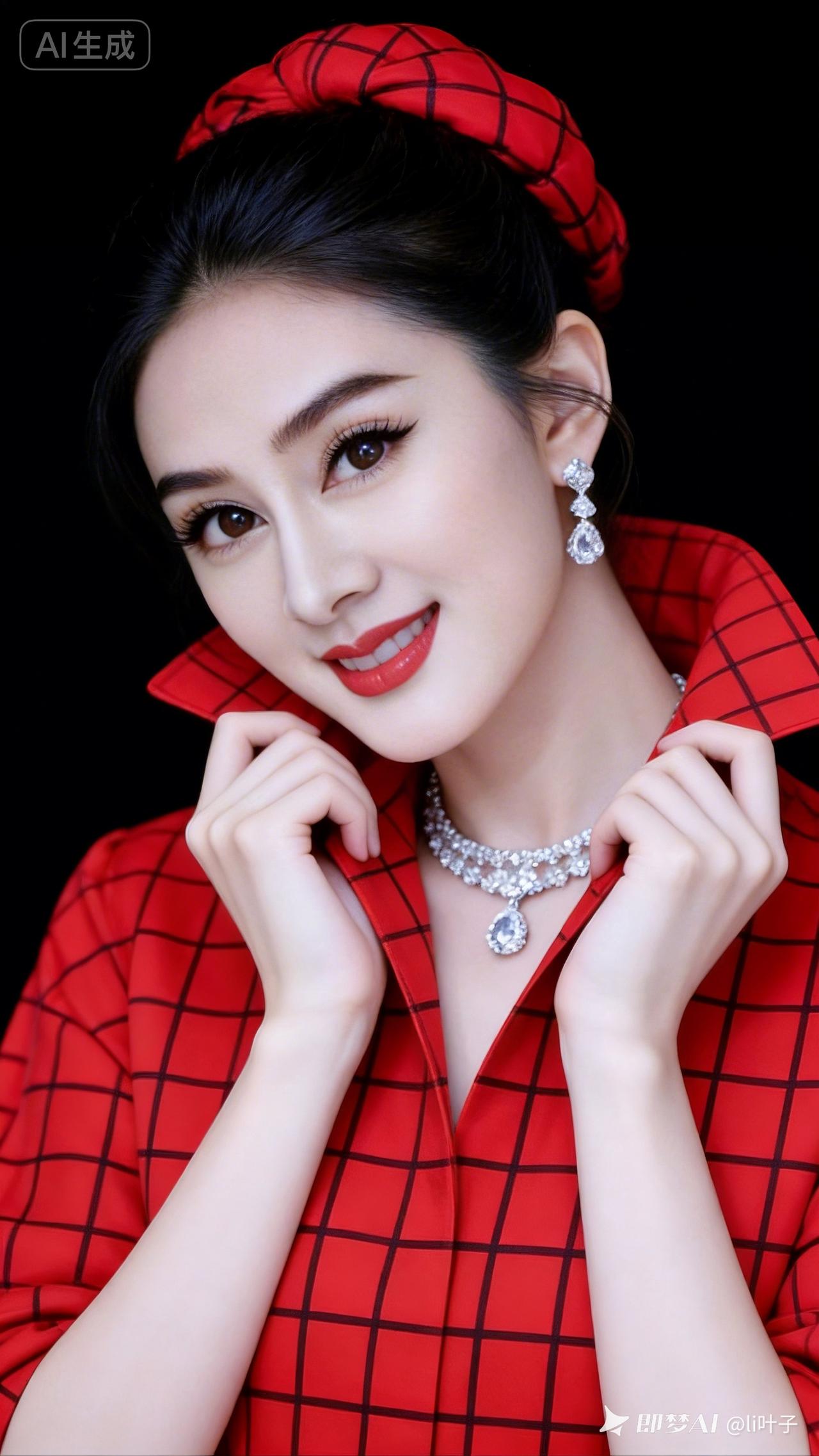 复古红格子穿搭，闪耀珠宝配饰，尽显优雅气质！