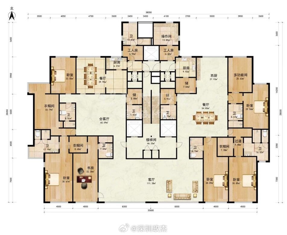 缦合北京900平大平层出售，7房2厨9卫双保姆套间。。。两套450平打通的房子