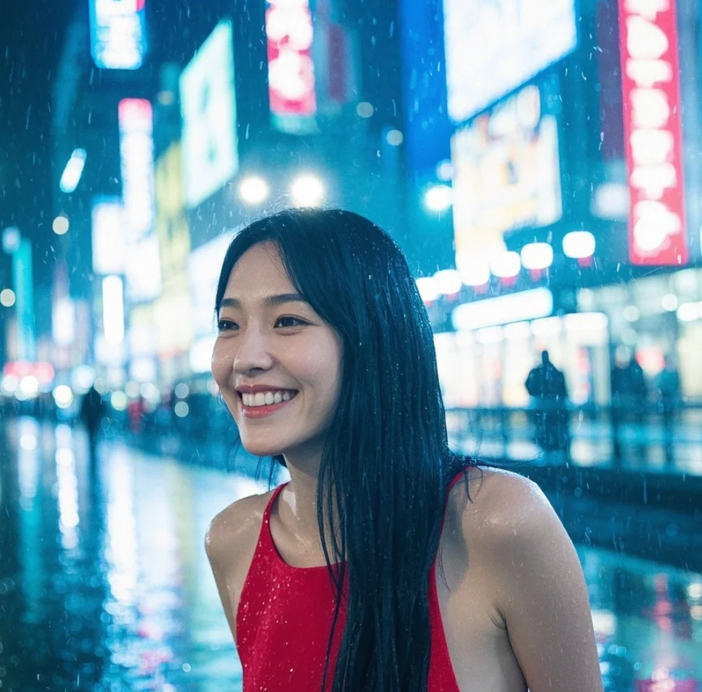 她撑着伞走过便利店门口，连空气都带着日剧的味道。