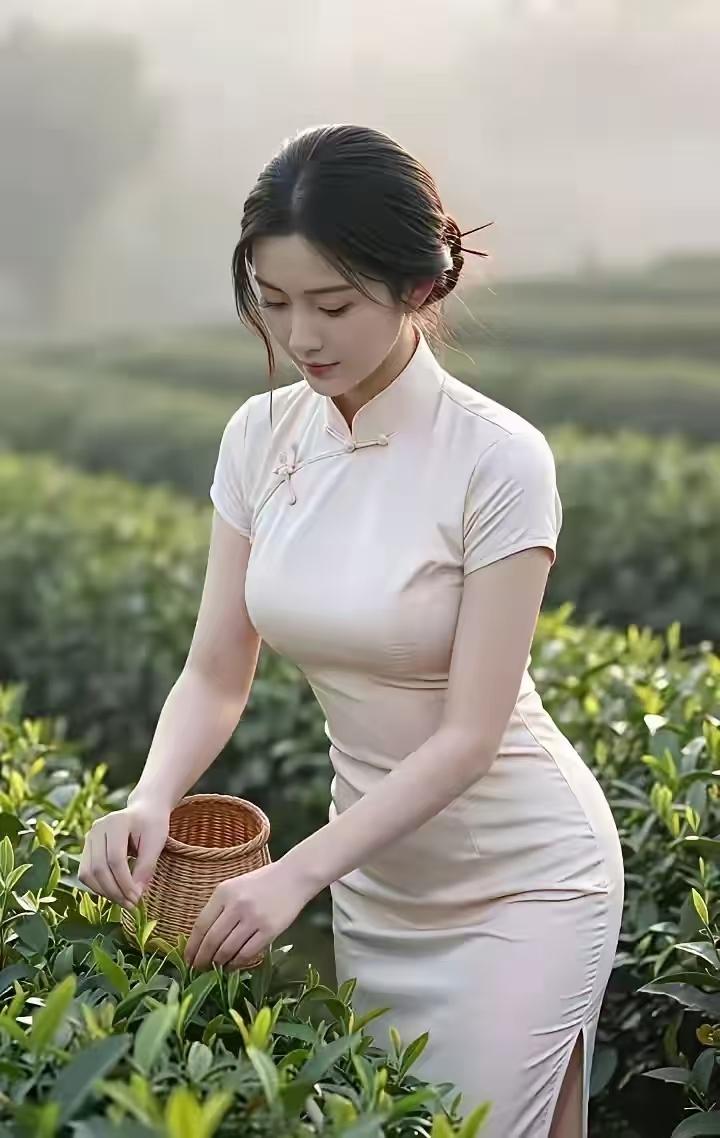 清江引·采茶吟翠峦晓烟凝碧天，素手新芽捻。篮轻步影娟，歌共泉声软，煮得