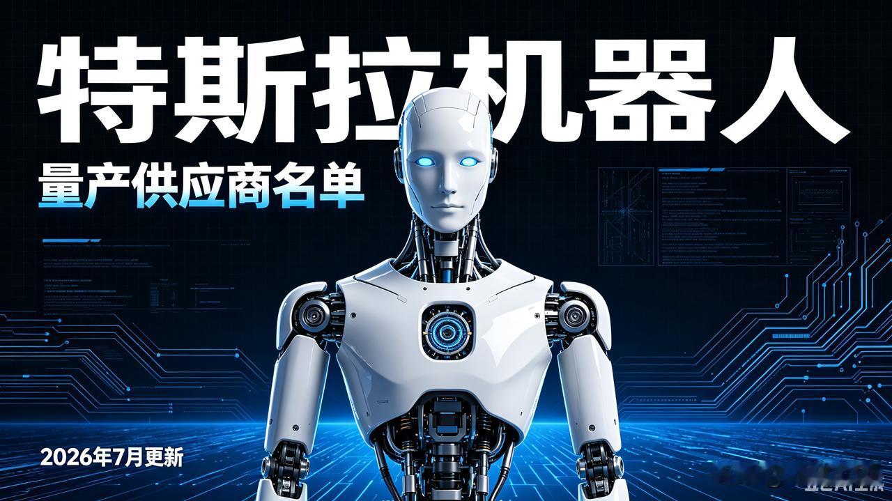 实锤！特斯拉optimus量产供应商全名单数据截至2026年7月，全部为产