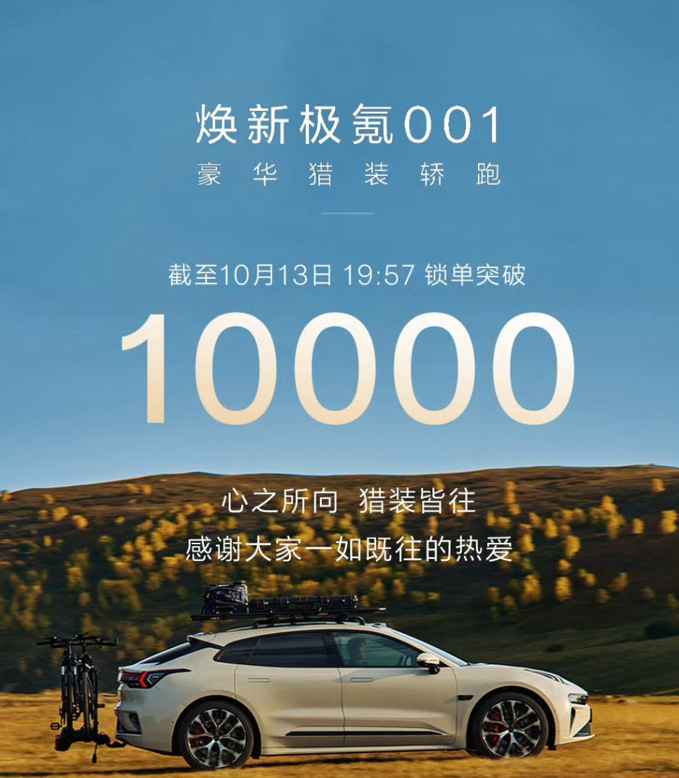 焕新极氪001大定的表现甚至不如9X，要知道9X的定价比001高了不是一星半点，