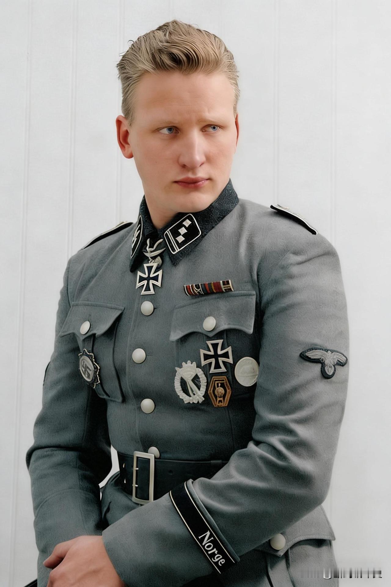 一名武装党卫军第23“挪威”志愿装甲掷弹兵团的二级突击中队长（相当于国防军中尉）