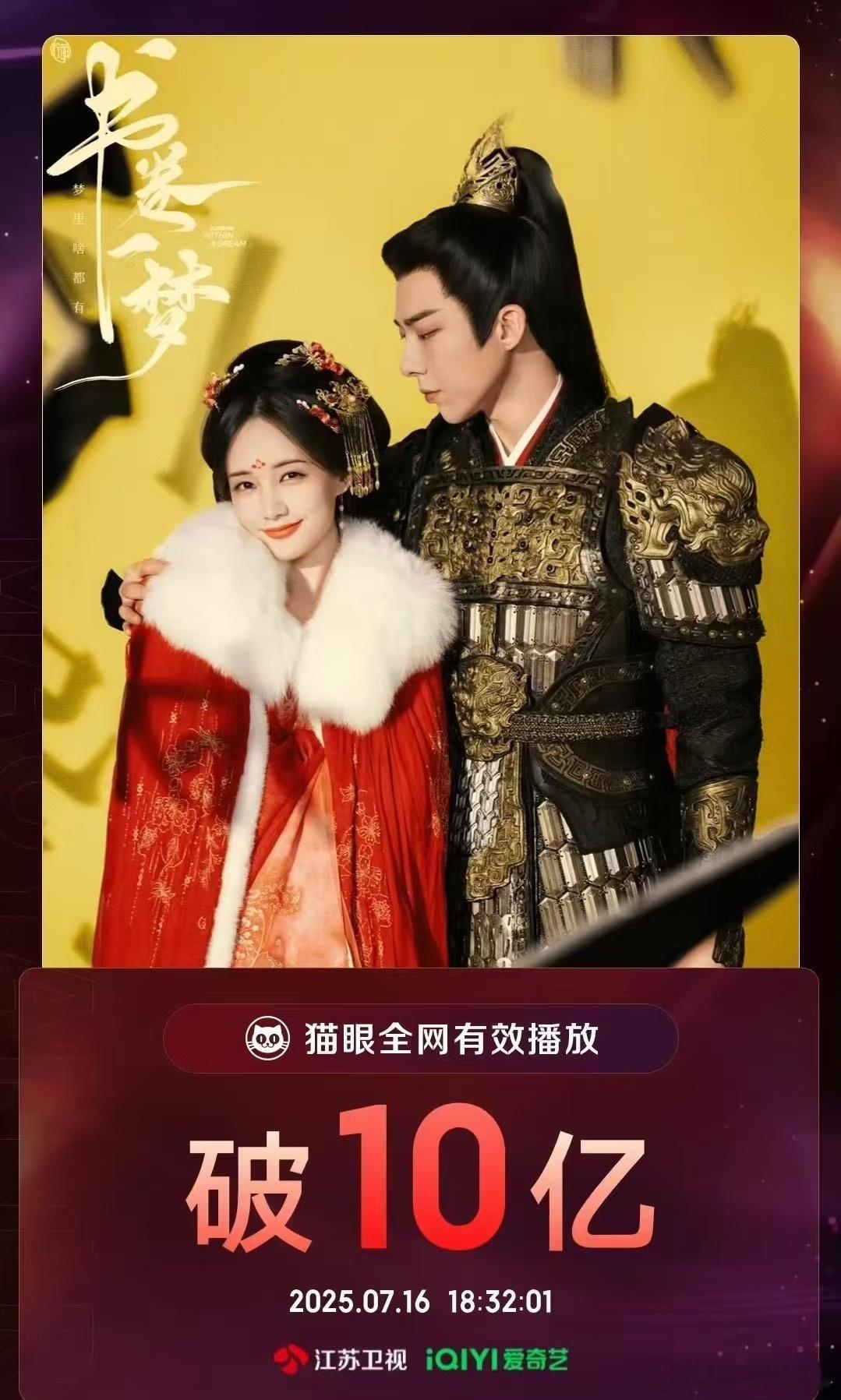 👏👏书卷有效播放量破10亿👏👏根据my专业版数据刘宇宁主演的《书卷一梦》