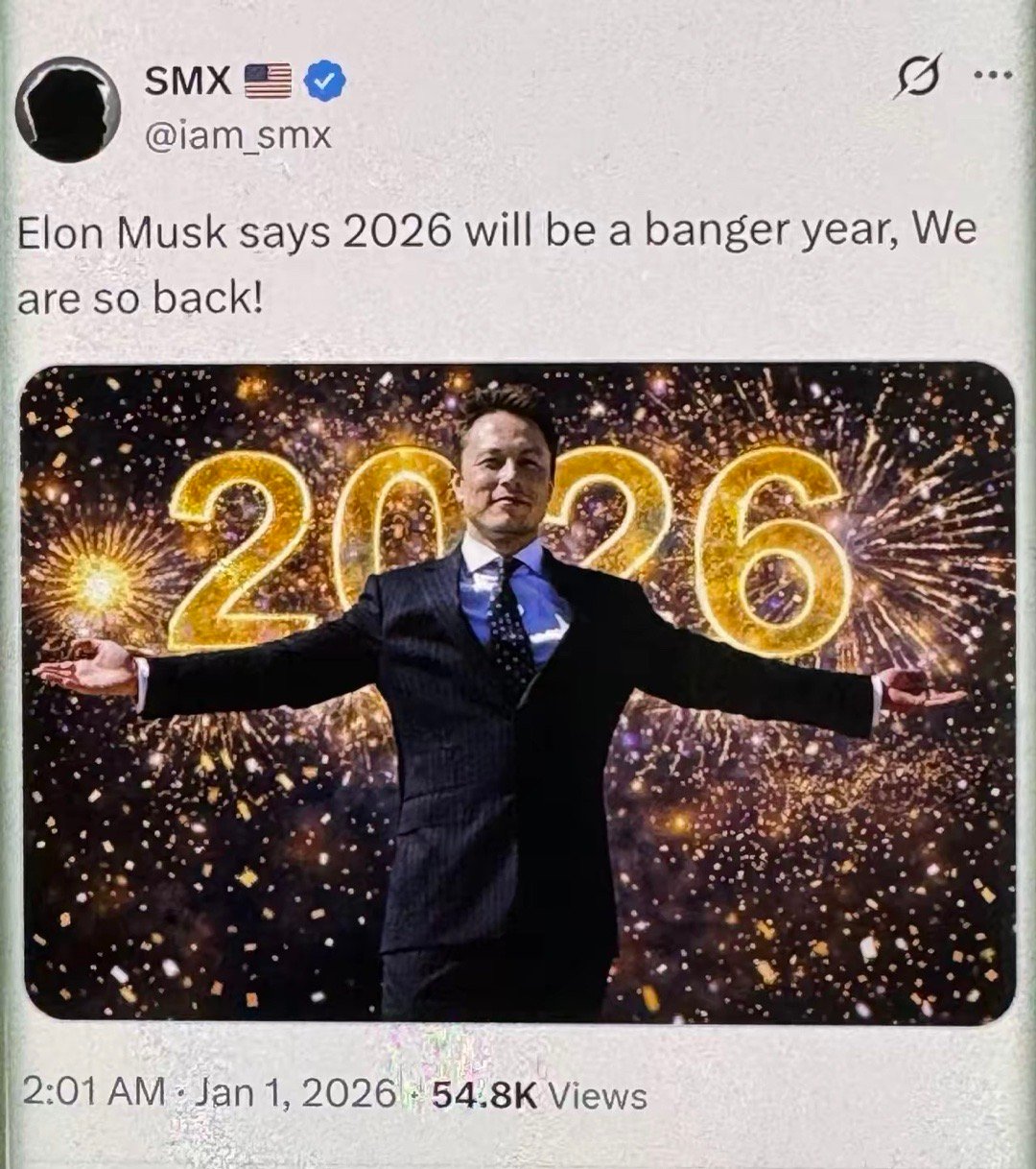 马斯克放话：2026年是大爆发之年！我们强势杀回来了科技圈炸锅！马斯克最新表态引