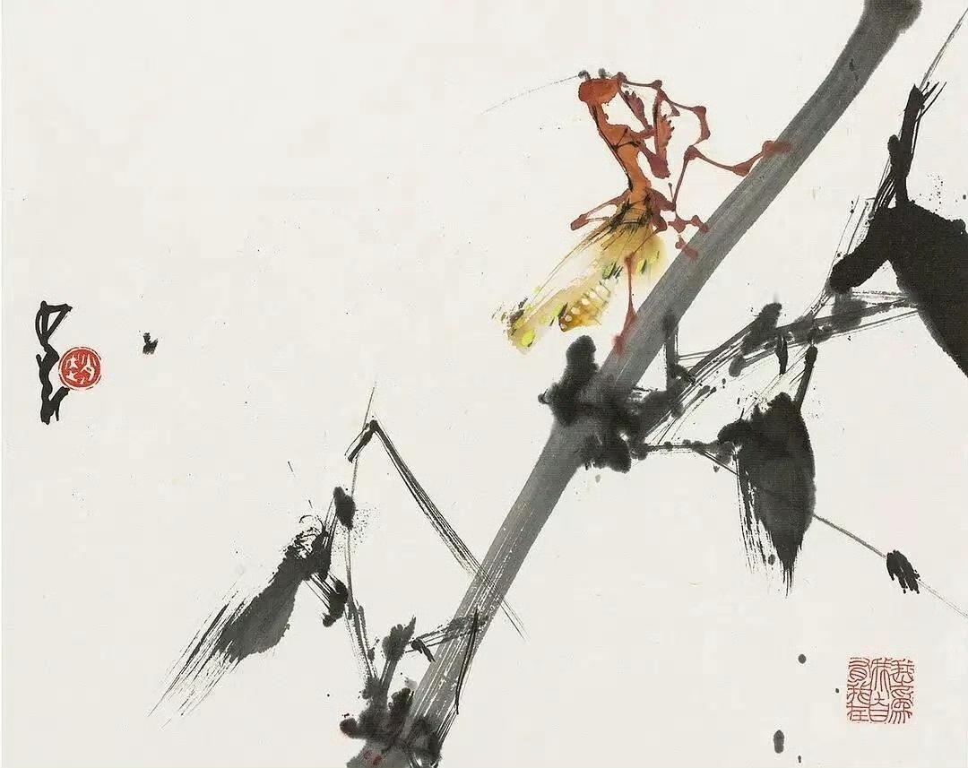 🖋️看赵少昂的画，总被那笔锋的“矛盾”迷住——枯笔如老藤裂石，勾出