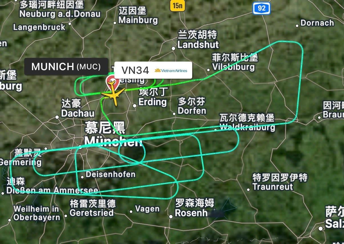 越南人烧了高香了。几个小时前，越南航空VN34航班，慕尼黑-河内，波音787