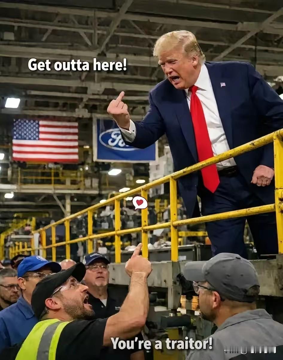 特朗普与福特工厂工人对骂并竖中指，不可思议啊！特朗普这已经是第二次竖中指了，难