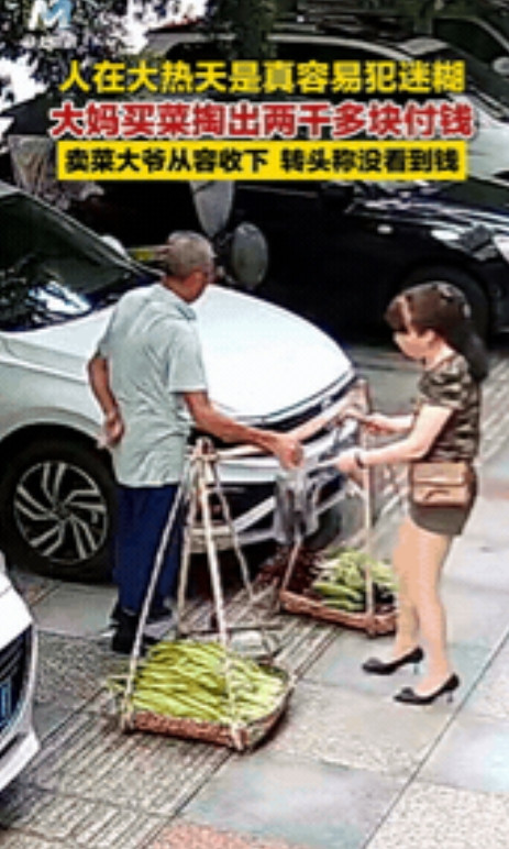 心太黑了！”四川，女子在街边买菜，一共花了5块钱。可由于当时天热，她在付款时却迷