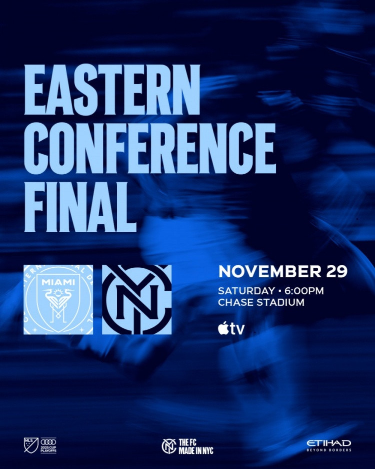 纽约城晒海报预热对阵迈阿密国际, 比赛11月30日7点开球