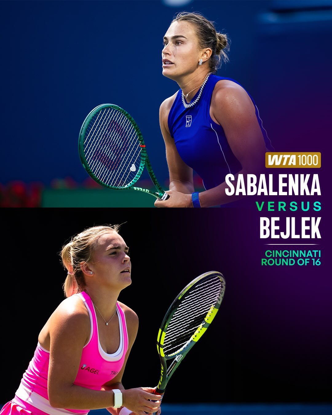 #贝莱克硬刚萨巴伦卡#WTA1000辛辛那提女单第四轮，头号种子萨巴伦卡对阵贝