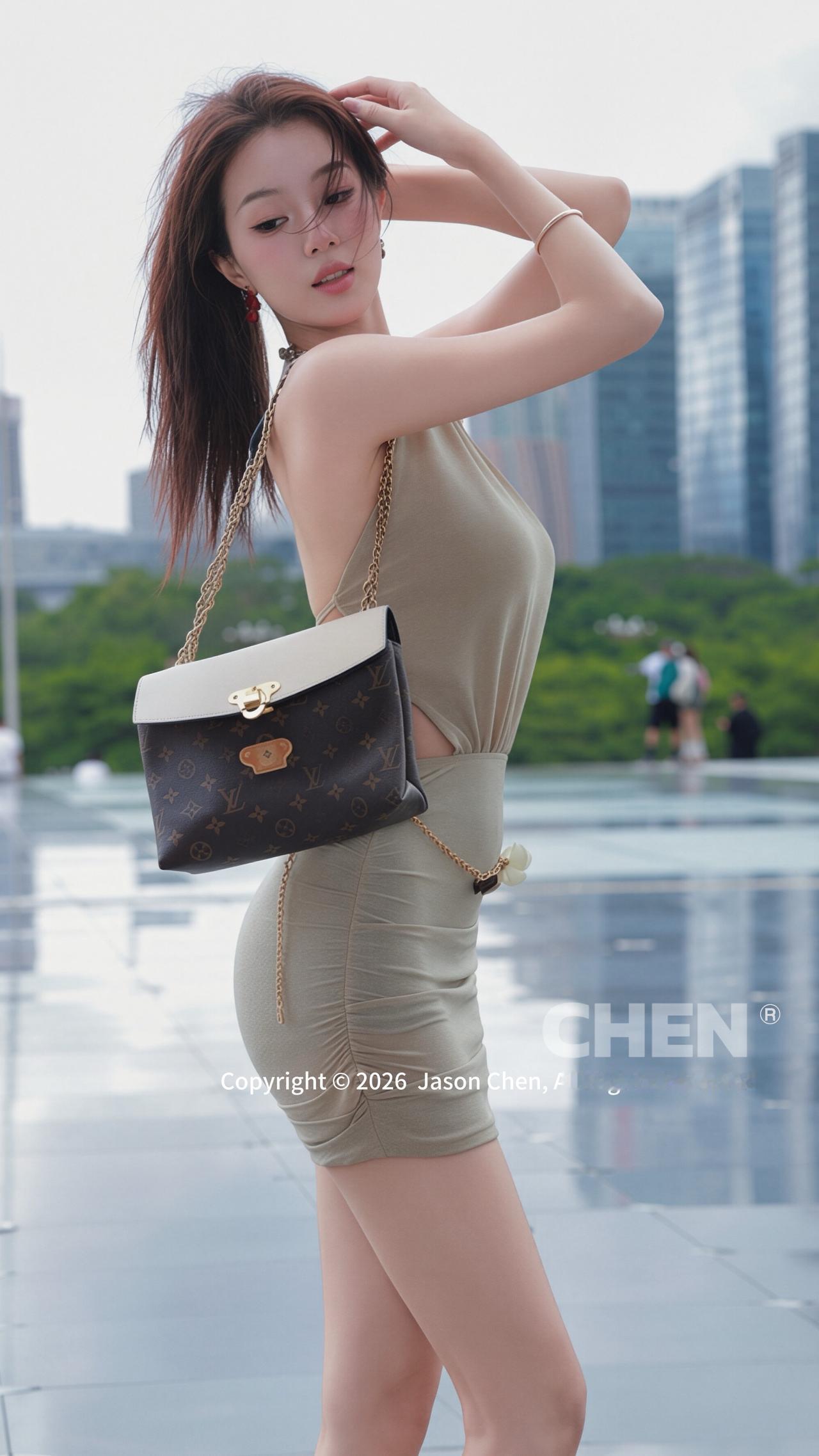 系列美女车模泳衣完美身材bb酱包包