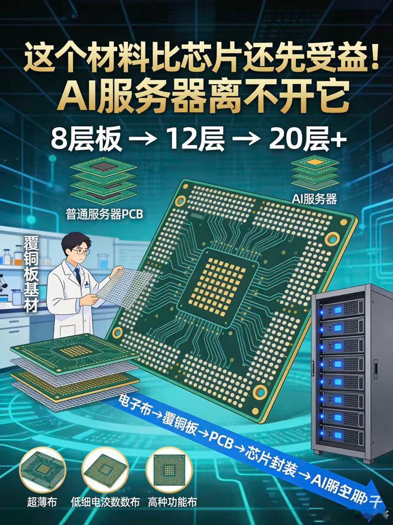 这个材料比芯片还先收益！AI服务器离不开它！你知道AI服务器里面，什么材料比芯
