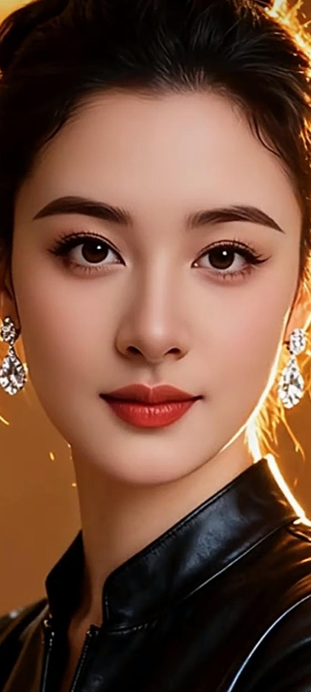 🌟✨红唇黑皮，闪亮耳环，东方美人的魅力瞬间绽放！💄👗💎