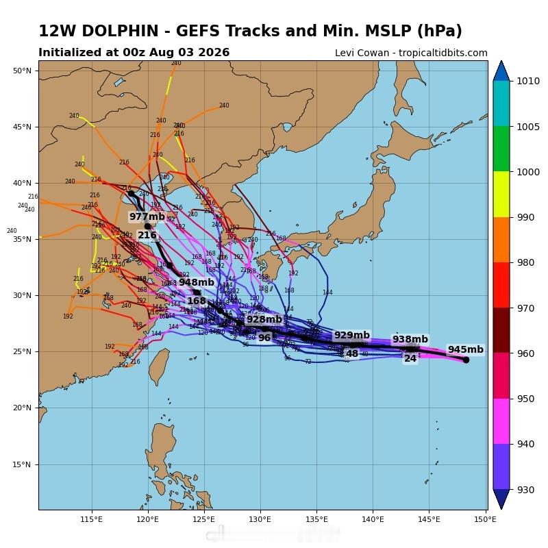 台风白海豚进入东海后的路径依然是扑朔迷离，台风有可能会在东海上转向北上，也可能