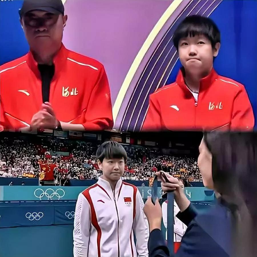 看莎莎领奖的表情，我鼻子突然酸了。和巴黎奥运时一模一样——眼眶红得快掉泪，嘴