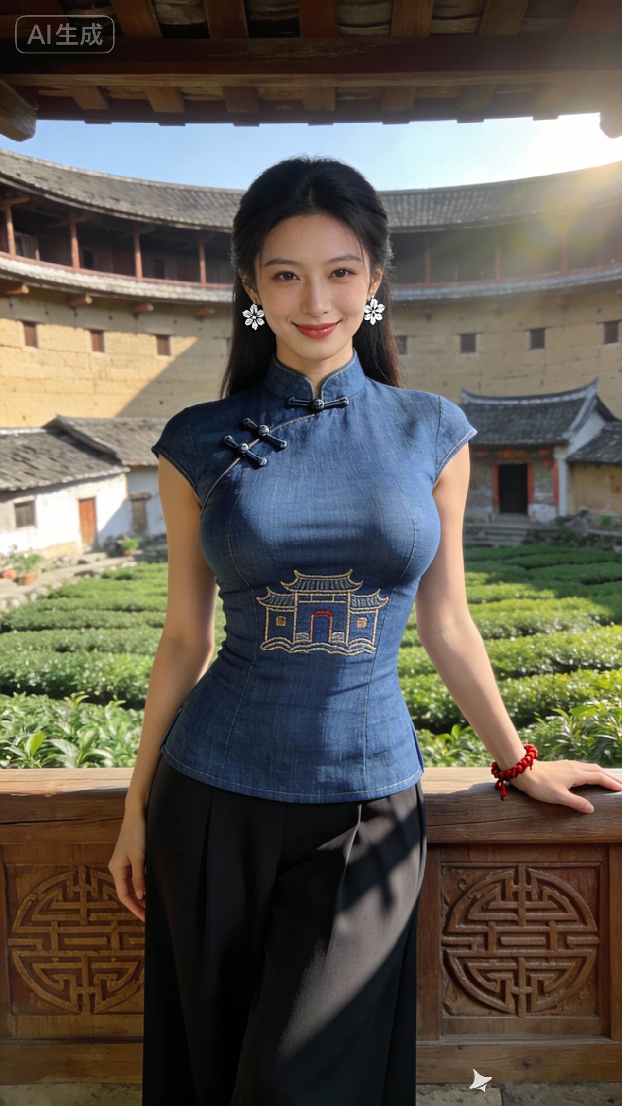 古风少女在茶园中，传统与自然的完美融合！