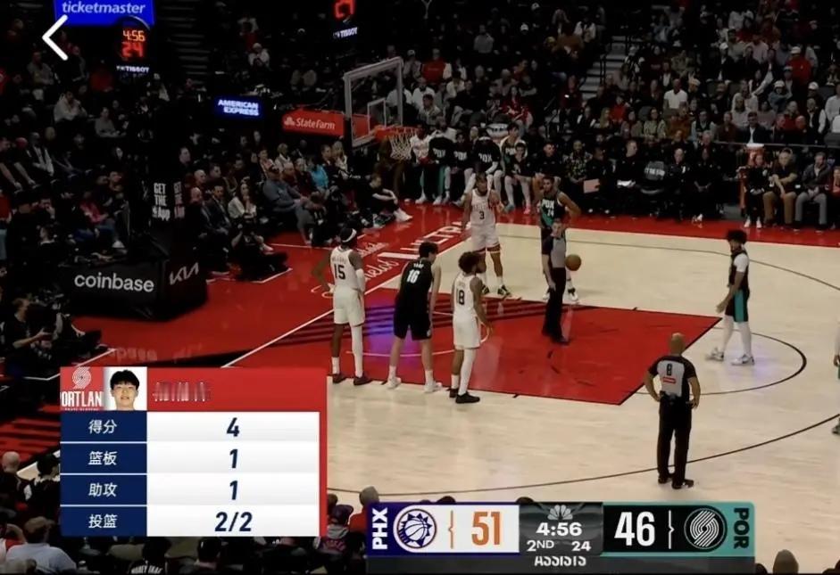 杨瀚森今天终于又打上了NBA！时隔8场，小杨今天又打上了NBA的常规赛，在第二