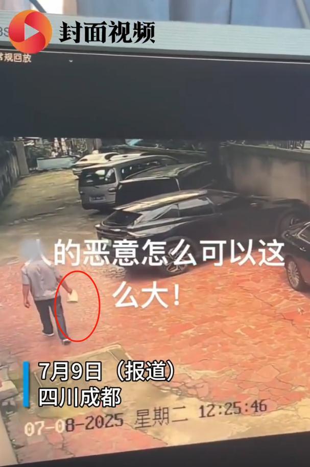 人的恶意怎么能这么大！四川成都，一车主由于没有将车停放整齐，妨碍了行人的通过，保