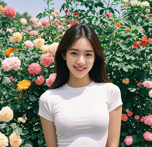 风动花摇香满径，伊人驻足成诗行