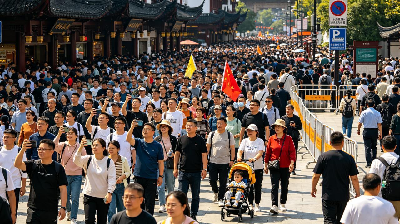 @豆包帮我点评国庆各大热门景区人山人海，到处都是拥挤的人群。路上堵车、景点排