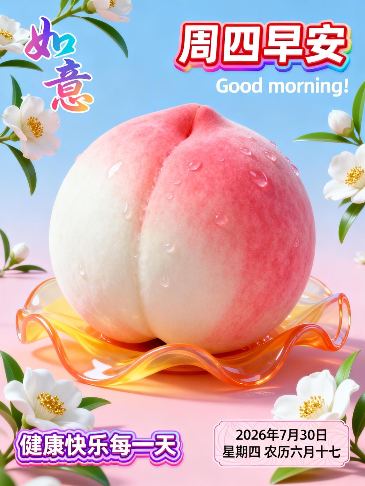 周四吉祥，各位亲友早安🍉！三伏天热气腾腾，清晨的微凉格外珍贵，切一块清甜西瓜，